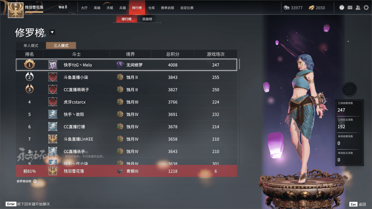 永劫无间段位排行比例怎么看?永劫无间上分所需要的分数并列举上分思路