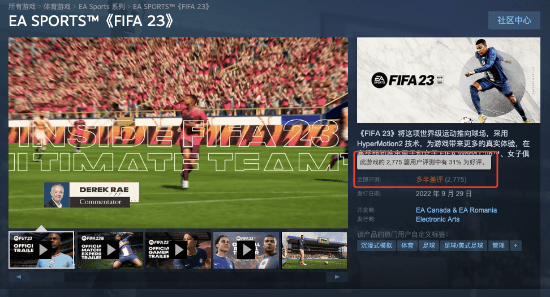 FIFA23多少钱？steam游戏FIFA23价格一览